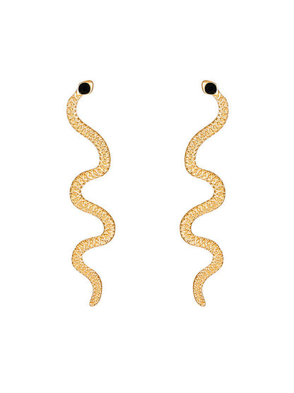 Geometric Rhine Stones Snake Shape Color Drop Earrings