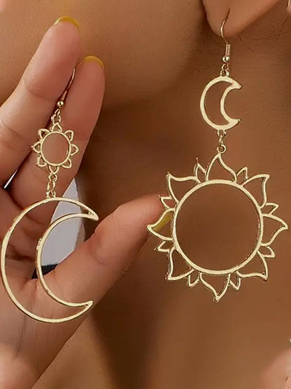 Hollow Color Sun&moon Tasseled Eardrop Accessories
