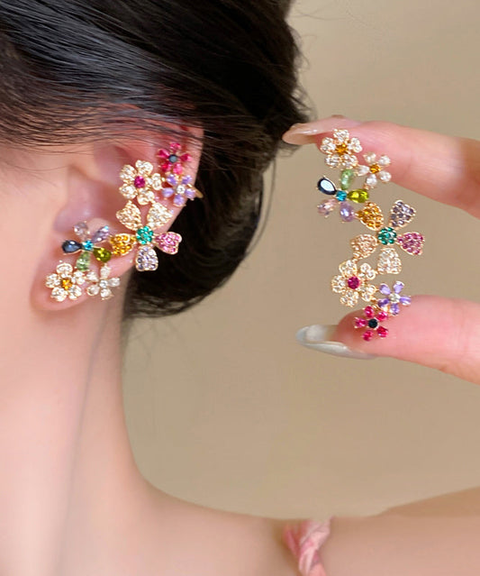 Rainbow Copper Alloy Zircon Crystal Stud Earrings