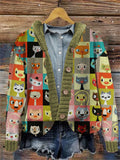 Colorful Cute Cats Embroidered Hooded Cardigan elevenforest