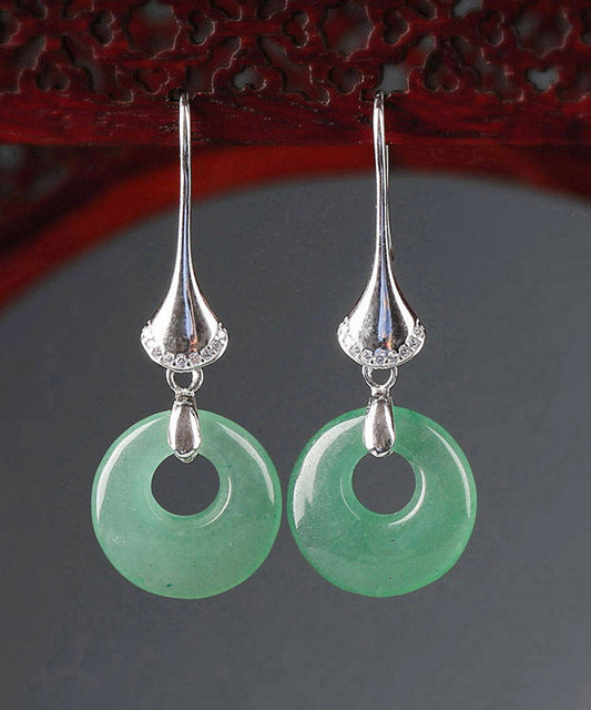 Green Sterling Silver Jade Drop Earrings