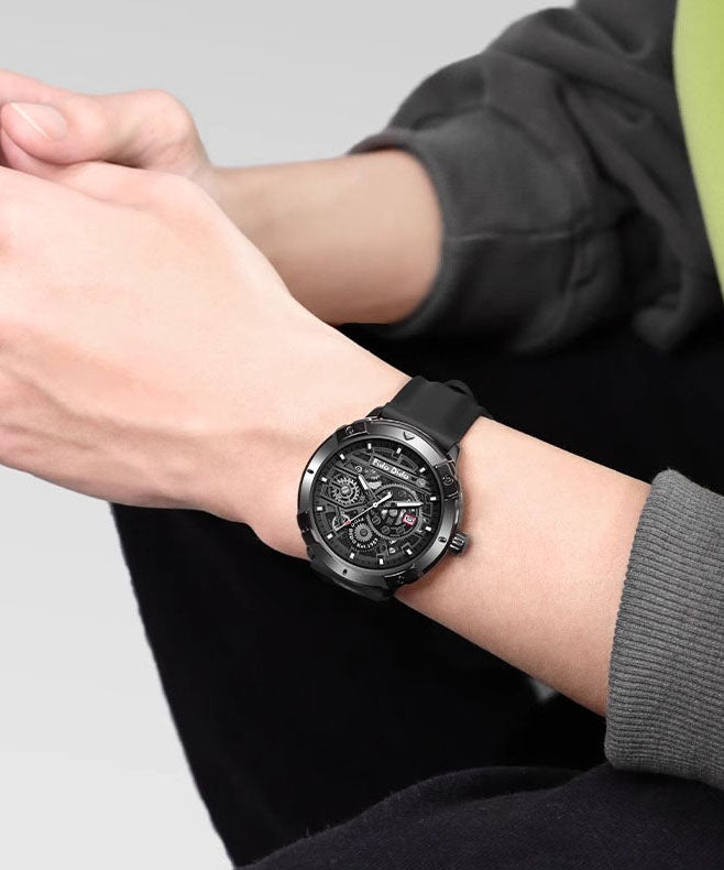 Retro Green Silicone Rubber Hollow Out Noctilucent Watches
