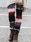Pink Colorblock Patchwork Chunky Cozy Leggings artswardrobe
