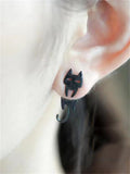 Lovely Cat & Fish Carved Earrings elevenforest