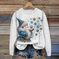 Comstylish Shiny Christmas Snowflake Print Casual Sweatshirt
