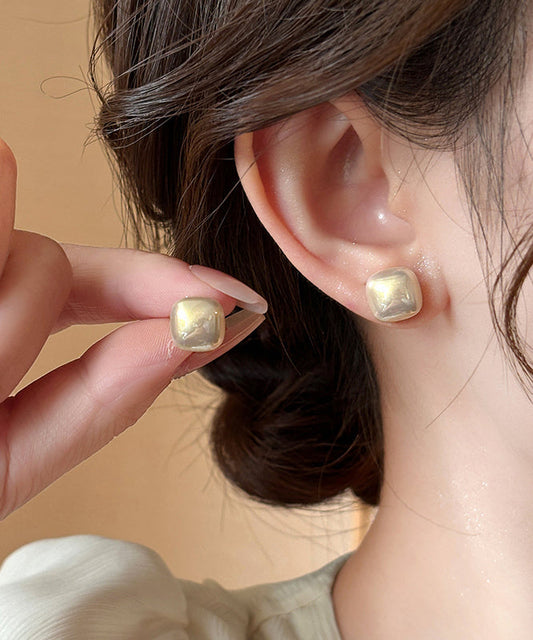 Diy Champagne Copper Alloy Pearl Stud Earrings