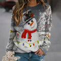 Comstylish Vintage Christmas Snowman Print Sweatshirt