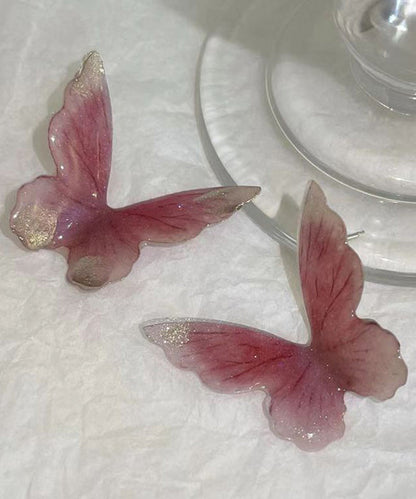 Pink Butterfly Zircon Stud Earrings