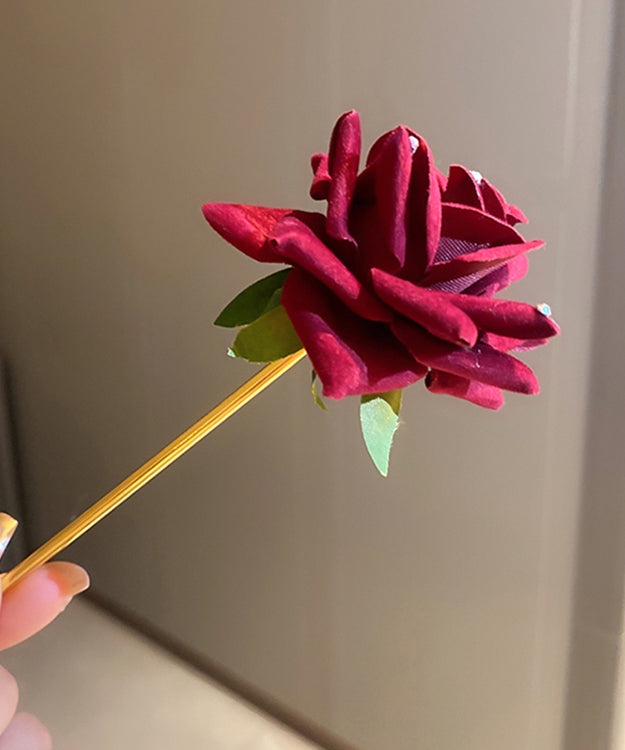 Mulberry Alloy Zircon Rose Velour Hairpin
