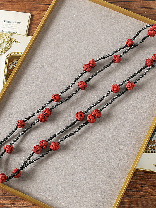 Ruyi Knot Beads Weave Sweater Necklace Qn005