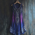 Vintage Celtic Gradient Lace Linen Tank Dress artswardrobe