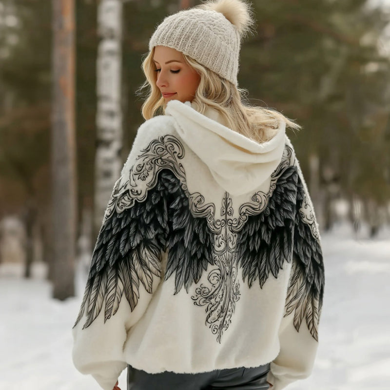 Comstylish Women's Viking Celtic Style Winged Comfortable Plush Hoodie