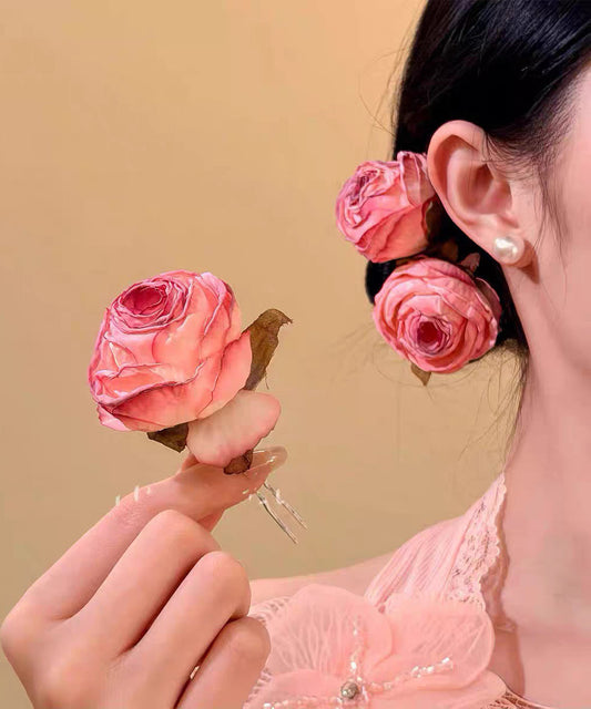 Pink Alloy Rose a Pair Hairpin