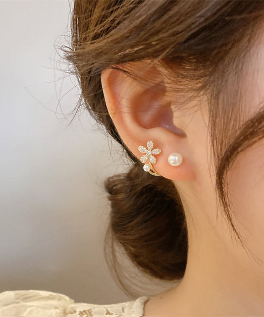 Handmade White Zircon Pearl Hoop Earrings
