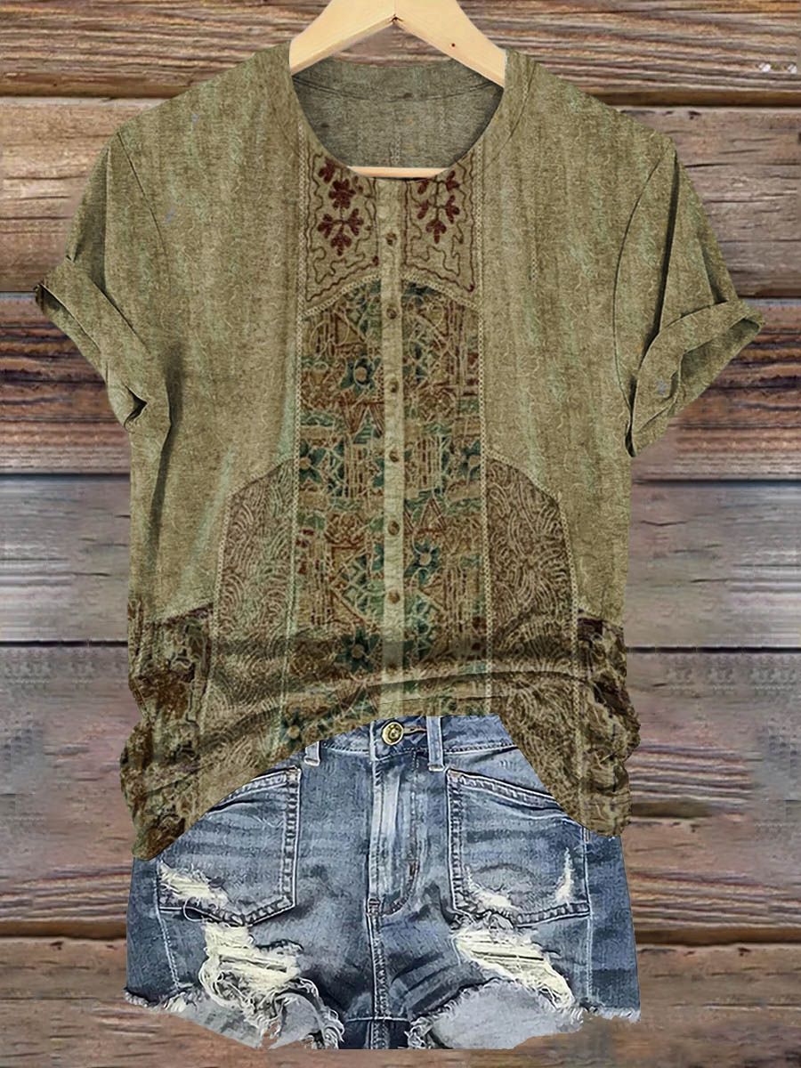 Vintage Patterned Art Print T-shirt