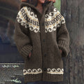 Greek Key Pattern Wave Jacquard Cozy Knit Pullover Cardigan Sweater artswardrobe