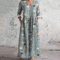 Vintage Floral Art Print Women's Linen Dress artswardrobe