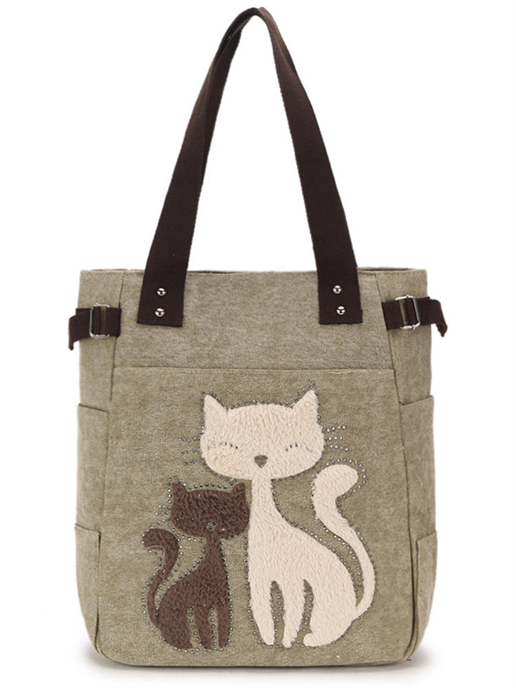 Fuzzy Cats Rhinestone Utility Shoulder Bag elevenforest