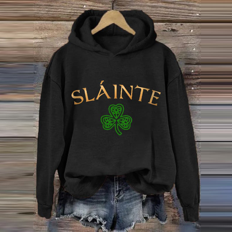 Comstylish Slainte St. Patrick's Day Shamrock Print Hoodie