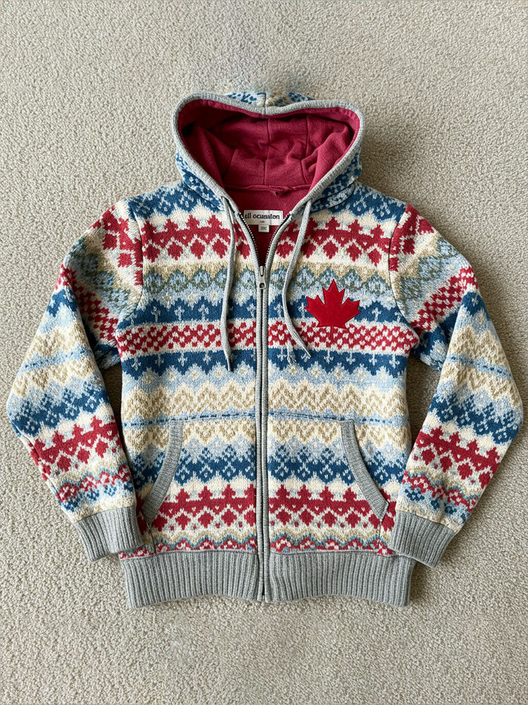 Men's Vintage Canada Maple Leaf Zipper Sweatshirt elevenforest