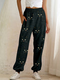 Cute Cat Face Pattern Cozy Sweatpants elevenforest