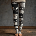 Halloween Fun Cat Design Women's Knitted Leggings elevenforest