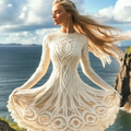 Women's Viking Cable Jacquard Chunky Knit Comfort Dress artswardrobe