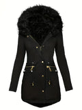 LM | Parka jacket with faux fur hood and drawstring