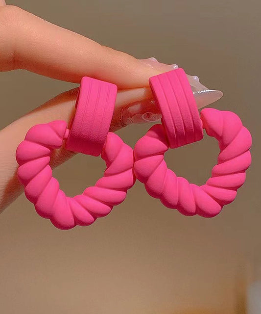 Rose Acrylic Love Fried Dough Twists Hollow Out Drop Earrings