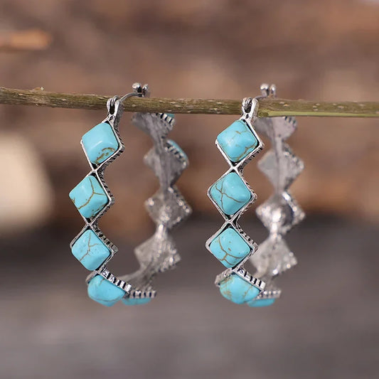 Turquoise Geometric Stone Earrings