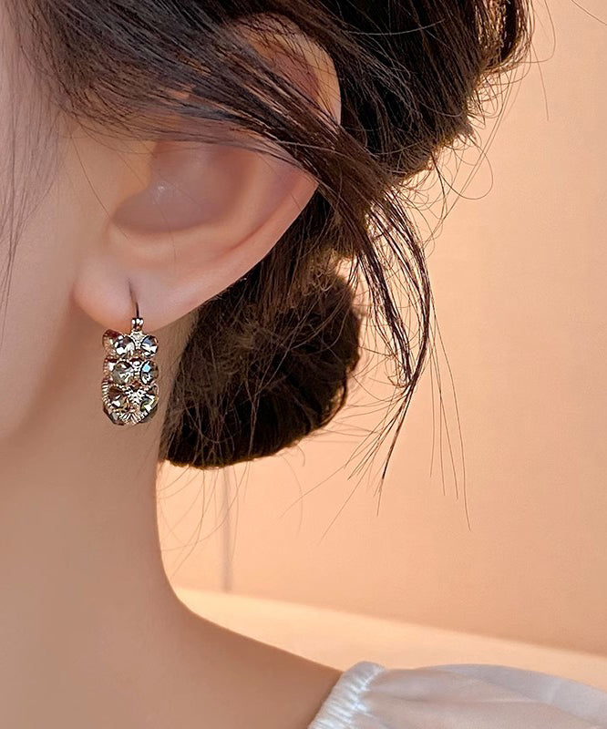 Boutique Copper Alloy Zircon Hoop Earrings