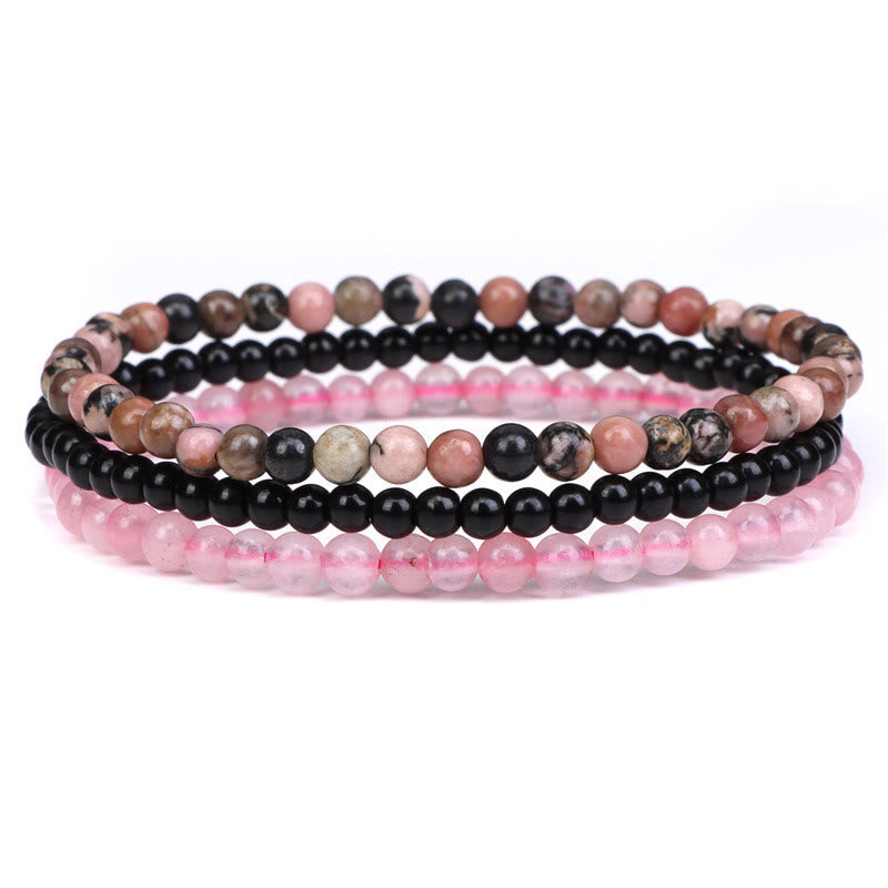 Buddha Stones 3pcs Natural Crystal Stone Inner Peace Spiritual Bracelet