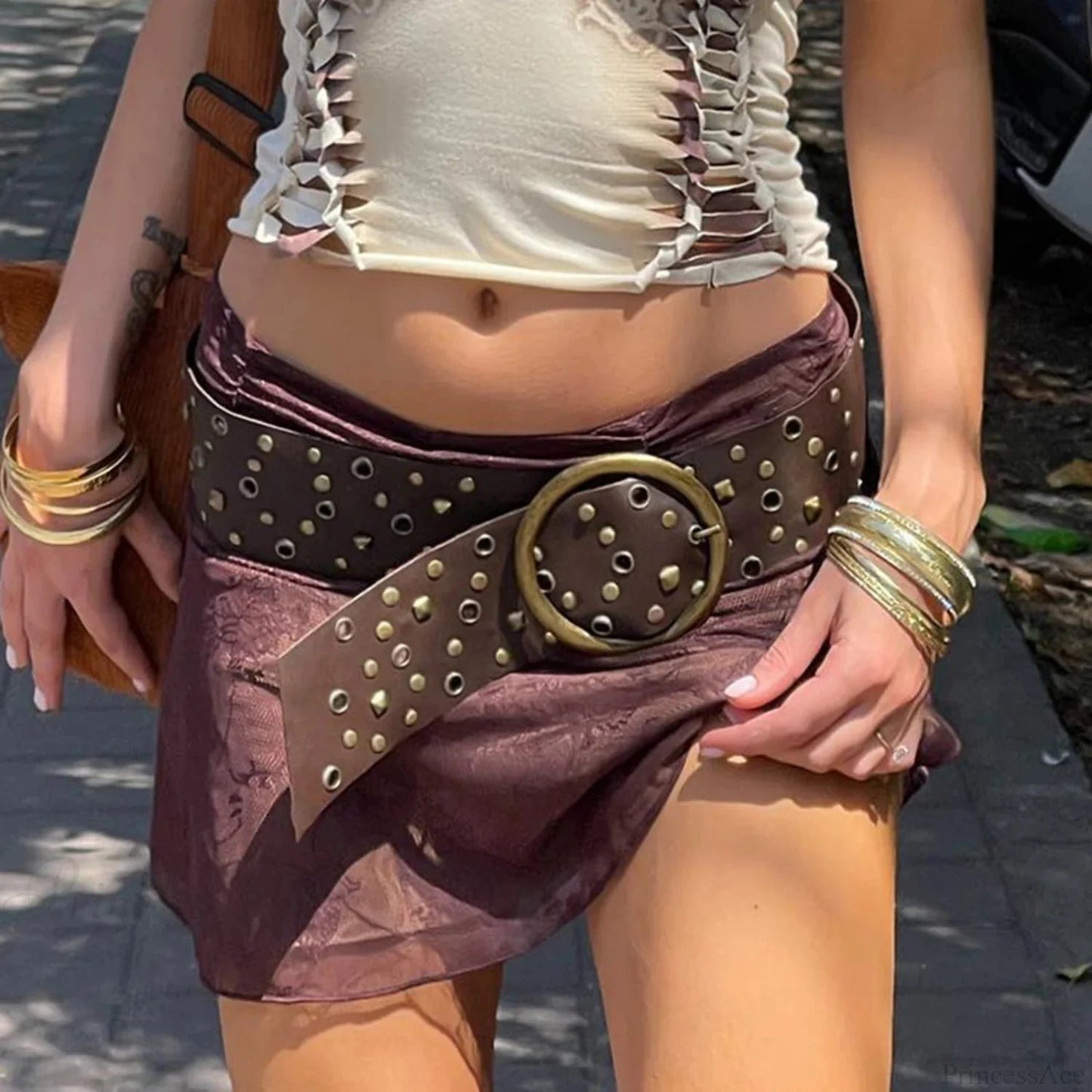 Y2k Gothic Riveted Pin Wide Cinch Belt