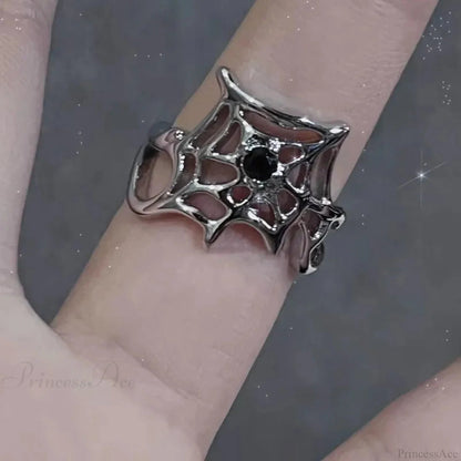 Dark Black Cross Star Ring