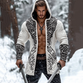 Men's Viking Geometry Pattern Jacquard Cozy Cardigan Sweater artswardrobe