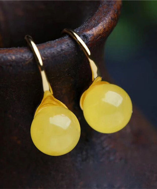 Yellow Sterling Silver Chalcedony Sphericity Drop Earrings