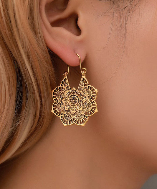 Silk Sterling Silver Metal Hollow Out Hoop Earrings