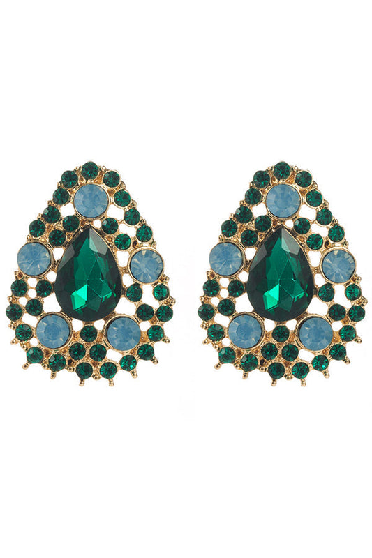 Alloy Drop-shaped Diamond Earrings