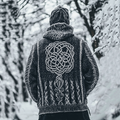 Men's Vintage Viking Tribal Tree Of Life Jacquard Knit Hooded Cardigan artswardrobe