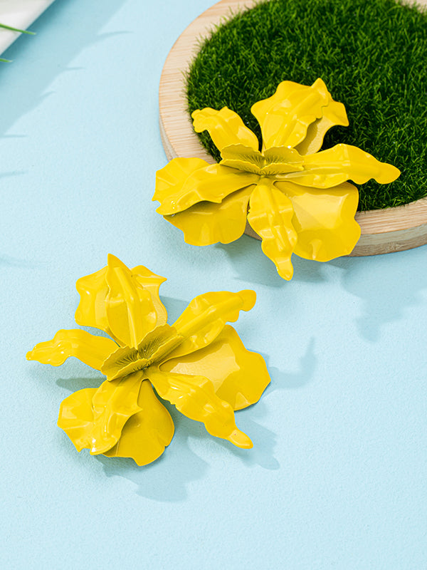 Flower Shape Color Earrings Accessories