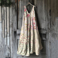 Vintage Patchwork Floral Art Linen Tank Dress artswardrobe