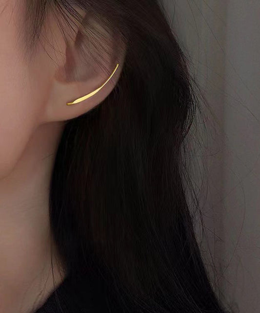Silk Sterling Silver Overgild U-shaped Stud Earrings