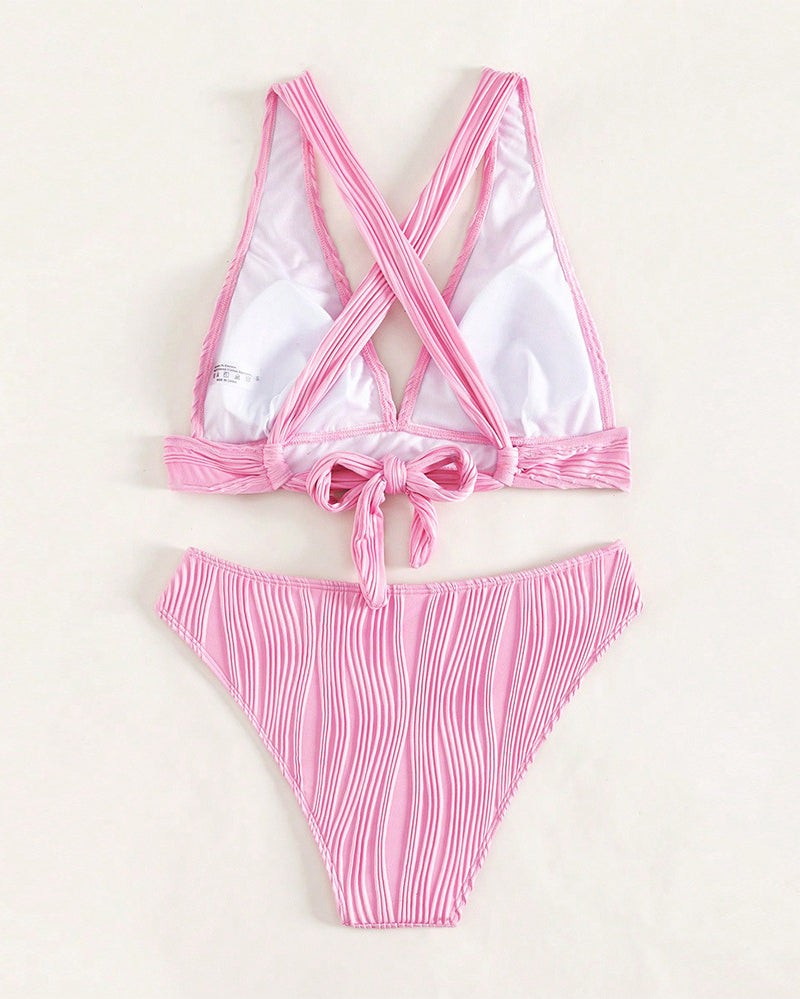 LM | Single-colored, sexy bikini with deep V-neckline