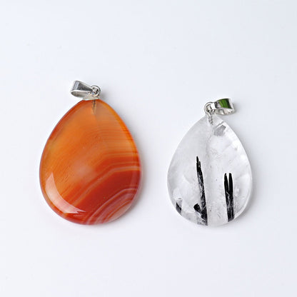 1.5 Inch Carnelian Black Tourmaline Spiritual Protection Pendant