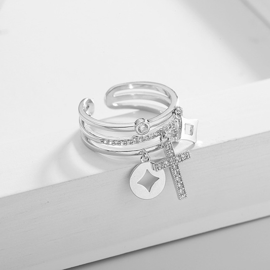 Blessed Layers Silver Ring - (adjustable)