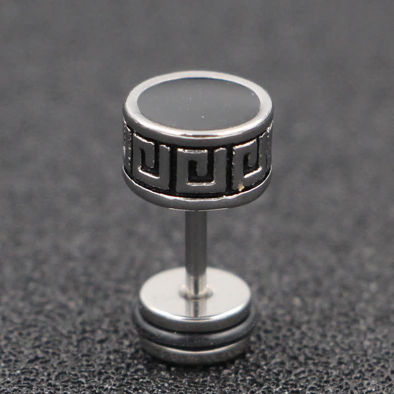 Buddha Stones Cool Titanium Steel Balance Round Stud Earrings