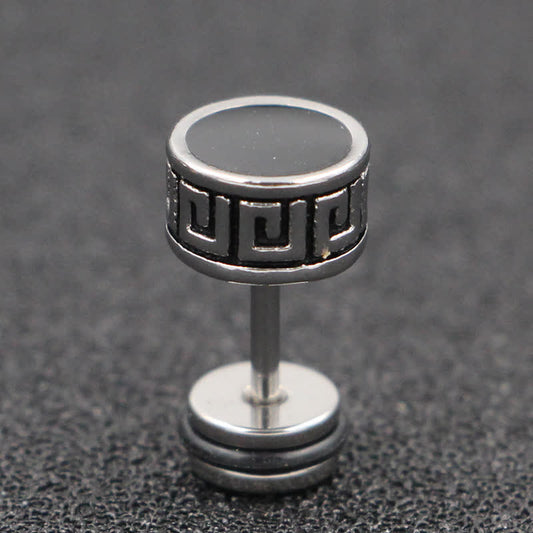 Buddha Stones Cool Titanium Steel Balance Round Stud Earrings
