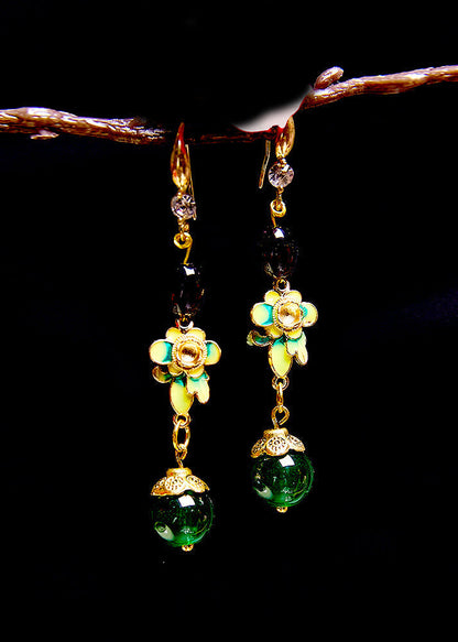 Turquoise Fine Flower Drop Earrings