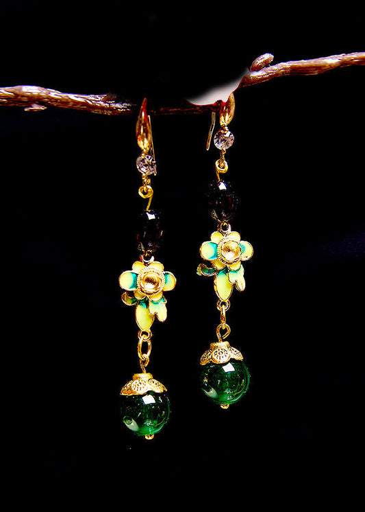 Turquoise Fine Flower Drop Earrings