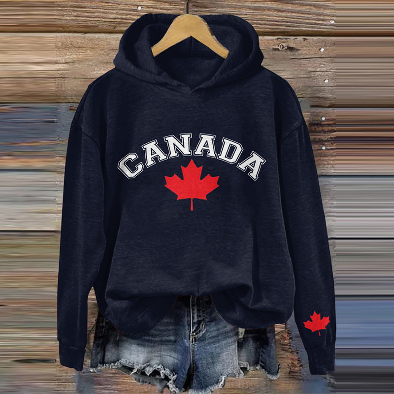Comstylish Women's Canada Maple Leaf Print Casual Hoodie